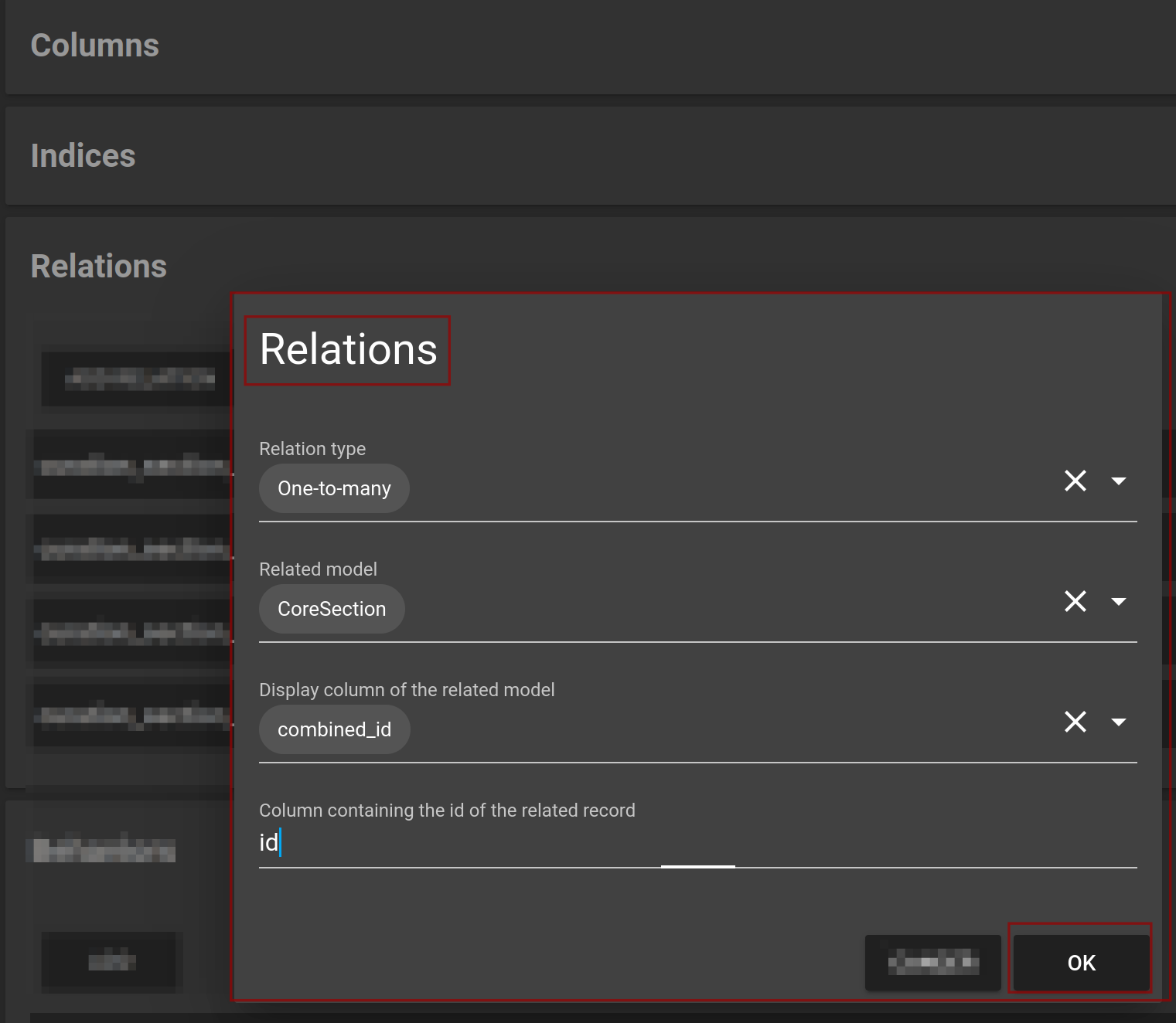 1:n relationship: modal dialog