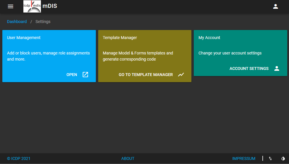 Template Manager Tile in Settings